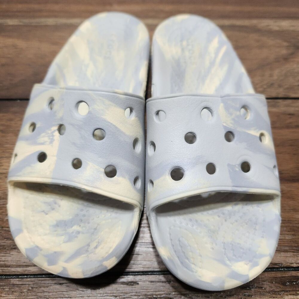 Iconic Crocs Go For Comfort Girls J - 2 Gray W/Yellow Swirl